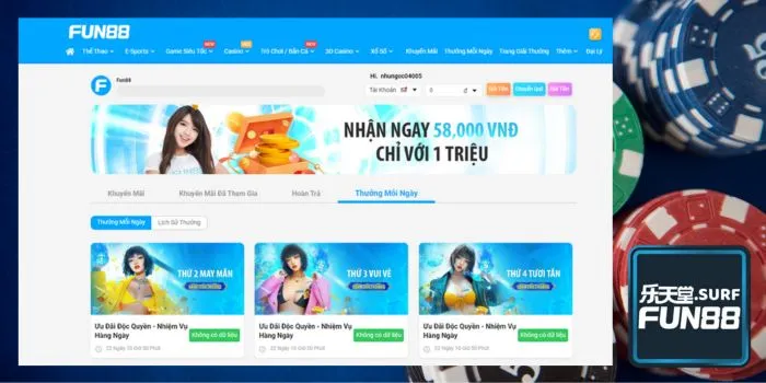 Thưởng mỗi ngày Fun88 - ưu đãi hay không nên bỏ lỡ Thưởng mỗi ngày Fun88 - ưu đãi hay không nên bỏ lỡ